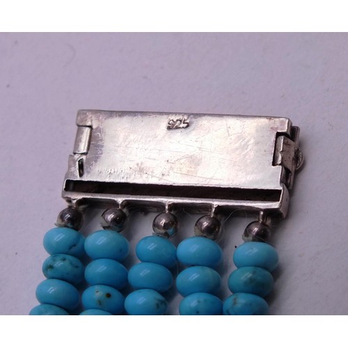 385 - SILVER AND TURQUOISE BRACELET