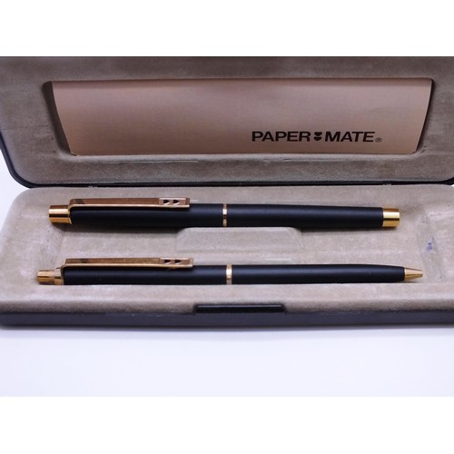 229 - TWO BOXED PAPERMATE PEN SETS AND QUEEN ELIZABETH TWO PEN