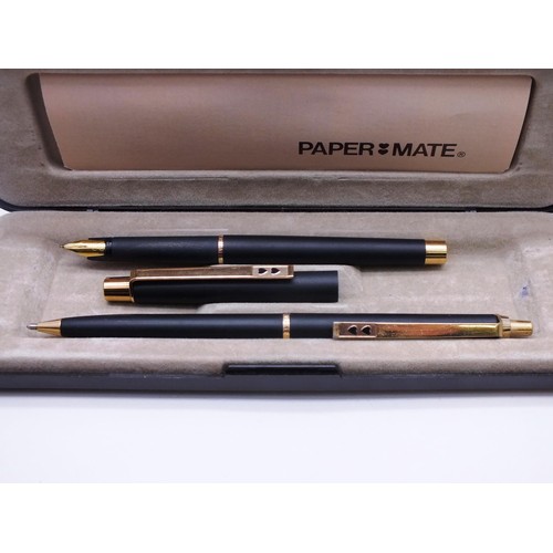 229 - TWO BOXED PAPERMATE PEN SETS AND QUEEN ELIZABETH TWO PEN