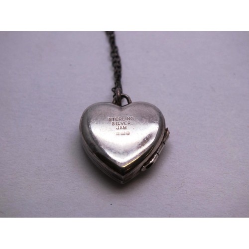 237 - STERLING SILVER HEART LOCKET NECKLACE AND SILVER THREEPENCE COIN BRACELET