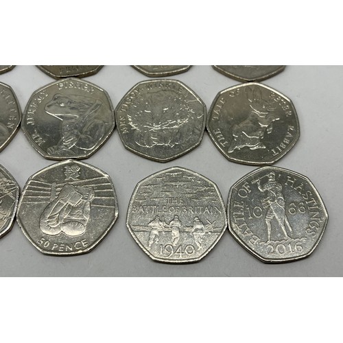 226 - 23X COLLECTABLE 50P COINS INCLUDING OLYMPICS, SIR ISAAC NEWTON AND MILITARY PLUS A COLLECTABLE 20P- ... 