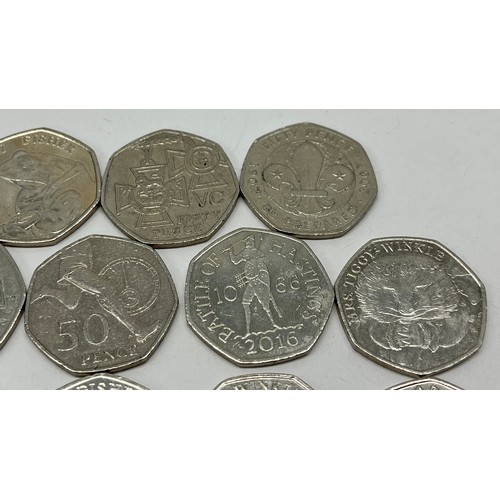 226 - 23X COLLECTABLE 50P COINS INCLUDING OLYMPICS, SIR ISAAC NEWTON AND MILITARY PLUS A COLLECTABLE 20P- ... 