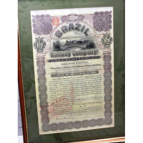 222 - FIVE FRAMED VINTAGE BONDS