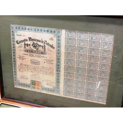 222 - FIVE FRAMED VINTAGE BONDS