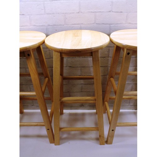 224 - THREE TALL PINE STOOLS