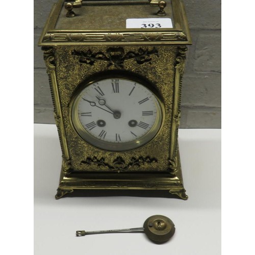 393 - LARGER SIZE FRENCH CARRIAGE CLOCK