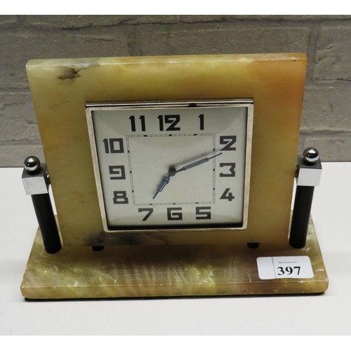 397 - ART DECO MARBLE MANTLE CLOCK