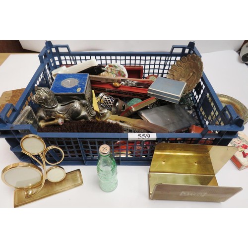 161 - TRAY OF COLLECTABLES INCLUDING COKE BOTTLES