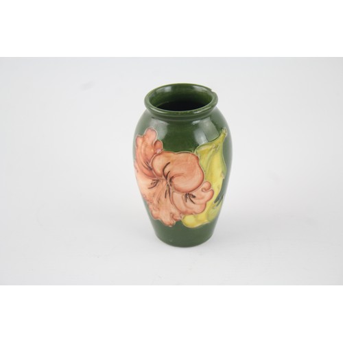 22 - Vintage Moorcroft Art Pottery Hibiscus Flower Pattern Tube Lined Pot Vase As Found, height approx 10... 