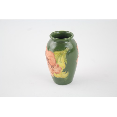 22 - Vintage Moorcroft Art Pottery Hibiscus Flower Pattern Tube Lined Pot Vase As Found, height approx 10... 