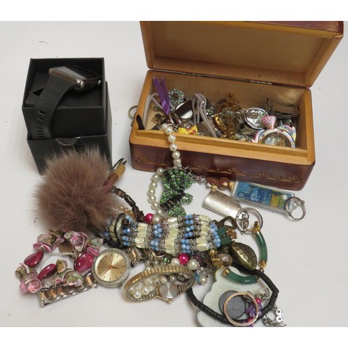 167 - JEWELLERY BOX AND CONTENTS PLUS SMART WATCH