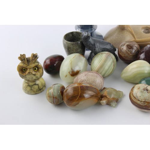 29 - Job Lot of Polished STONE & GEMSTONE ITEMS Inc. Animals, Figures, Vases Etc