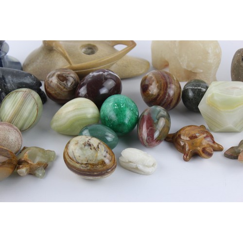 29 - Job Lot of Polished STONE & GEMSTONE ITEMS Inc. Animals, Figures, Vases Etc