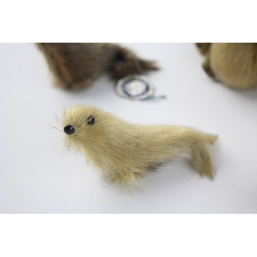 30 - 10 x Vintage Real Fur Seal Animal Figures / Brooches Inc. Norway & Tags