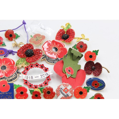 37 - 48 x Assorted POPPY / Remembrance Day Badges, Brooches & Bracelet Various Years