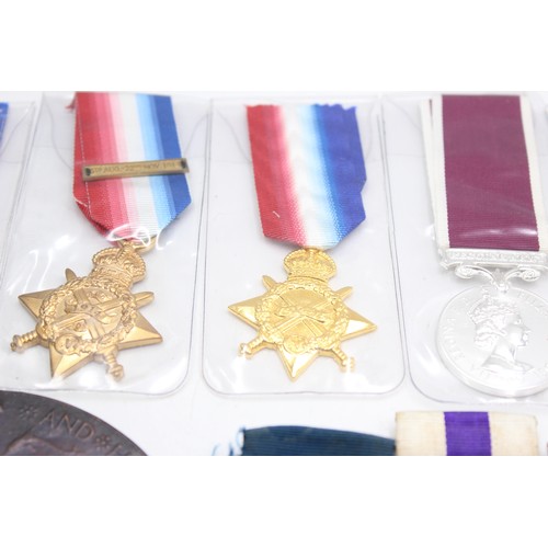 38 - 10 x Assorted Replica MILITARY Medals & Death Plaque Inc D.F.M, M.C, V.C Etc