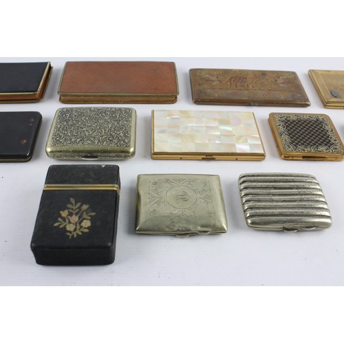 50 - 12 x Antique / Vintage TOBACCIANA Cigarette Cases Inc Silver Plate, Ladies Etc