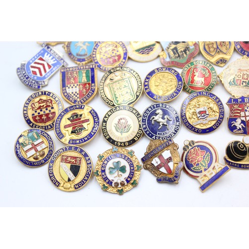 55 - 55 x Assorted BOWLING BADGES Inc Vintage, Enamel, Various Clubs Etc