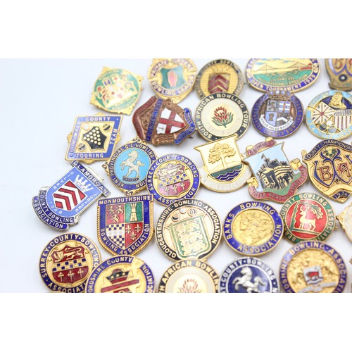 55 - 55 x Assorted BOWLING BADGES Inc Vintage, Enamel, Various Clubs Etc