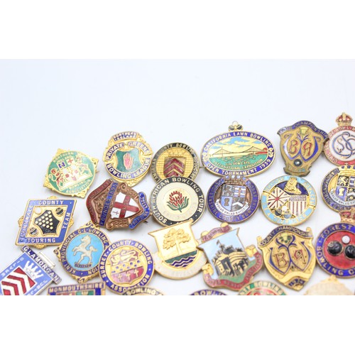 55 - 55 x Assorted BOWLING BADGES Inc Vintage, Enamel, Various Clubs Etc