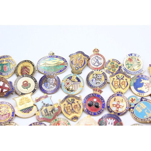 55 - 55 x Assorted BOWLING BADGES Inc Vintage, Enamel, Various Clubs Etc