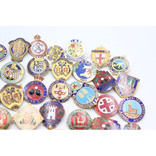 55 - 55 x Assorted BOWLING BADGES Inc Vintage, Enamel, Various Clubs Etc