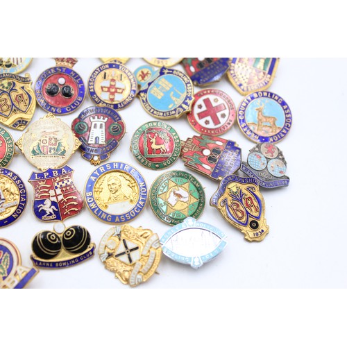 55 - 55 x Assorted BOWLING BADGES Inc Vintage, Enamel, Various Clubs Etc