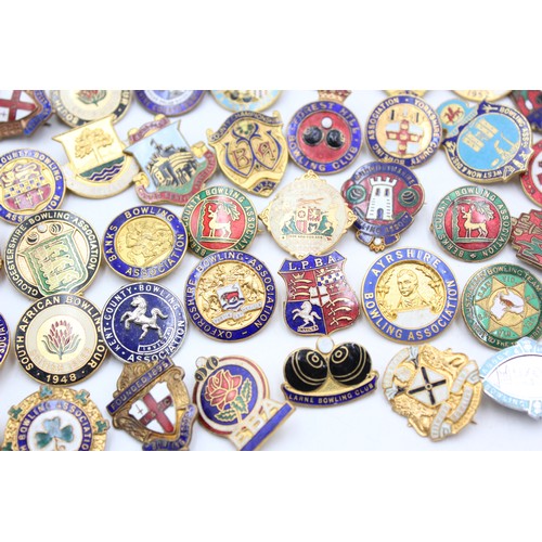 55 - 55 x Assorted BOWLING BADGES Inc Vintage, Enamel, Various Clubs Etc