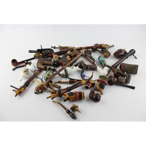 65 - Job Lot of Assorted Vintage TYROLEAN Smoking Pipes / Parts Inc. Carved