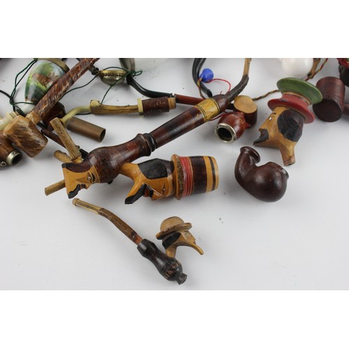 65 - Job Lot of Assorted Vintage TYROLEAN Smoking Pipes / Parts Inc. Carved