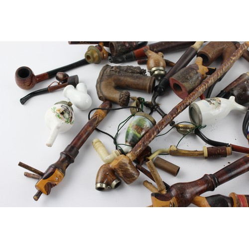 65 - Job Lot of Assorted Vintage TYROLEAN Smoking Pipes / Parts Inc. Carved