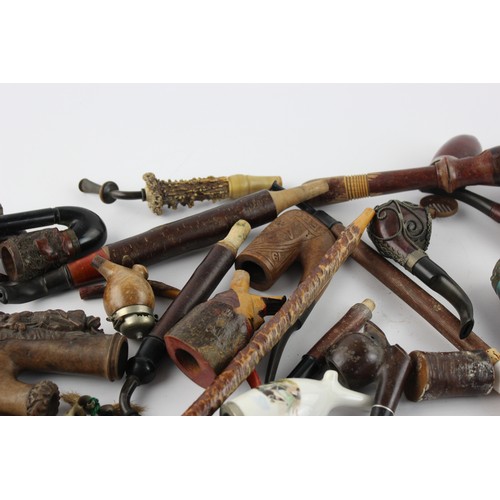 65 - Job Lot of Assorted Vintage TYROLEAN Smoking Pipes / Parts Inc. Carved