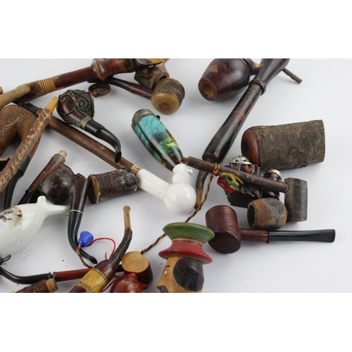 65 - Job Lot of Assorted Vintage TYROLEAN Smoking Pipes / Parts Inc. Carved