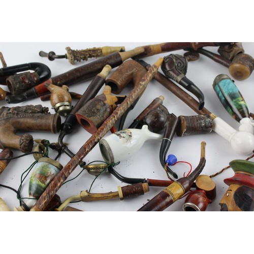 65 - Job Lot of Assorted Vintage TYROLEAN Smoking Pipes / Parts Inc. Carved