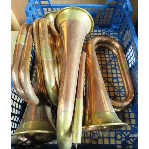 182 - FOUR VINTAGE BRASS HORNS