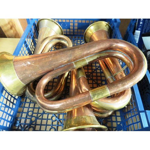 182 - FOUR VINTAGE BRASS HORNS