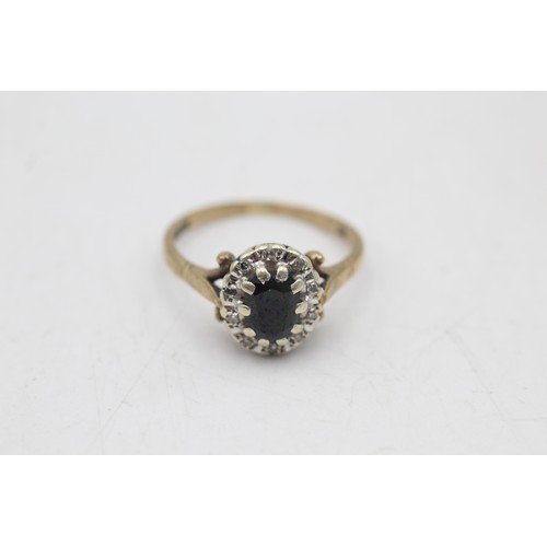 70 - 9ct gold diamond & sapphire dress ring (2.9g) SIZE O