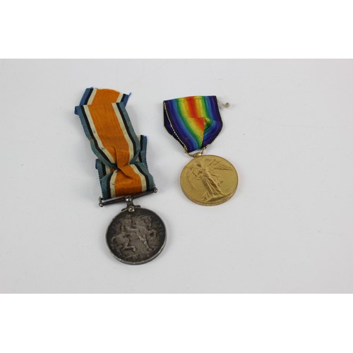 73 - 2 x WW1 Medals with Original Ribbons Named Inc War, Victory