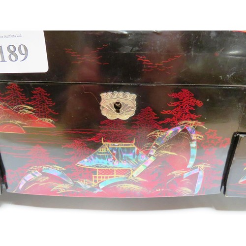 189 - VINTAGE JAPANESE LACQUERED MUSICAL JEWELERY BOX