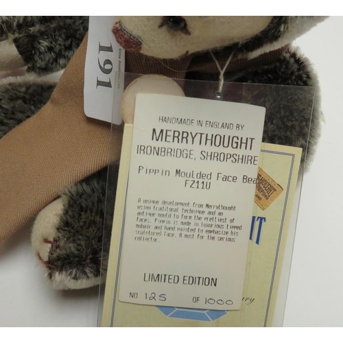 191 - MERRYTHOUGHT PIPPIN MOULDED FACE BEAR LIMITED EDITION WITH TAGS