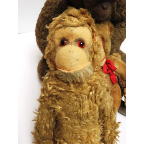 195 - THREE ANTIQUE/VINTAGE MONKEY TEDDIES INCLUDES MOHAIR