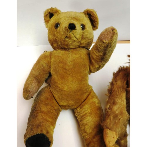 196 - FIVE ANTIQUE/VINTAGE TEDDIES INCLUDES STRAW AND MOHAIR