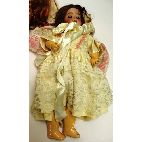 197 - FOUR VINTAGE/ANTIQUE DOLLS INCLUDES CABBAGE PATCH, PEDIGREE & GERMAN BISQUE