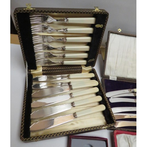 203 - SELECTION OF VINTAGE CUTLERY SETS, CAKE SLICE ETC