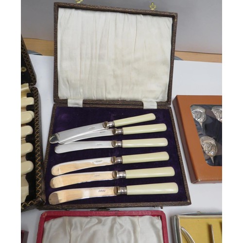 203 - SELECTION OF VINTAGE CUTLERY SETS, CAKE SLICE ETC