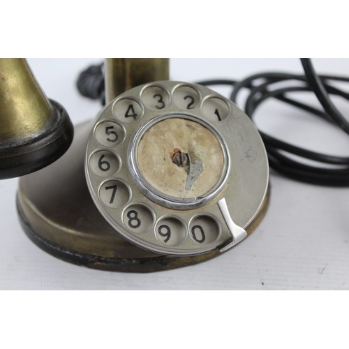 85 - Vintage BRASS Candlestick Dial Up TELEPHONE with Mouthpiece