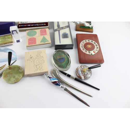 99 - 28 x Assorted DESK ACCESSORIES Inc Vintage, Stamps, Calligraphy Sets Etc