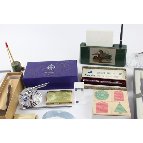 99 - 28 x Assorted DESK ACCESSORIES Inc Vintage, Stamps, Calligraphy Sets Etc