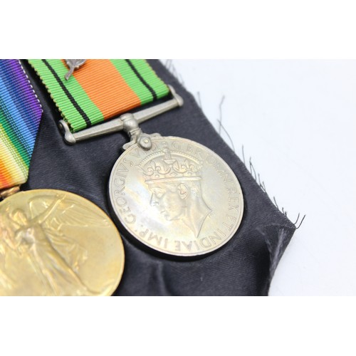 103 - 3 x WW1 / WW2 Medals Inc WW1 Medal Pair Named, WW2 Defence Medal with Oakleaf