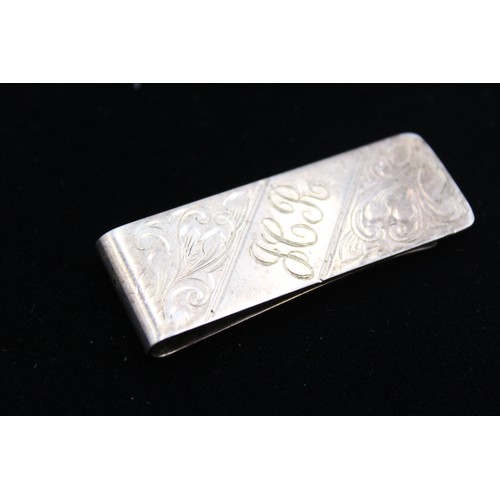 109 - Hallmarked .925 STERLING SILVER Gents Money Clip with Personal Engraving (17g)